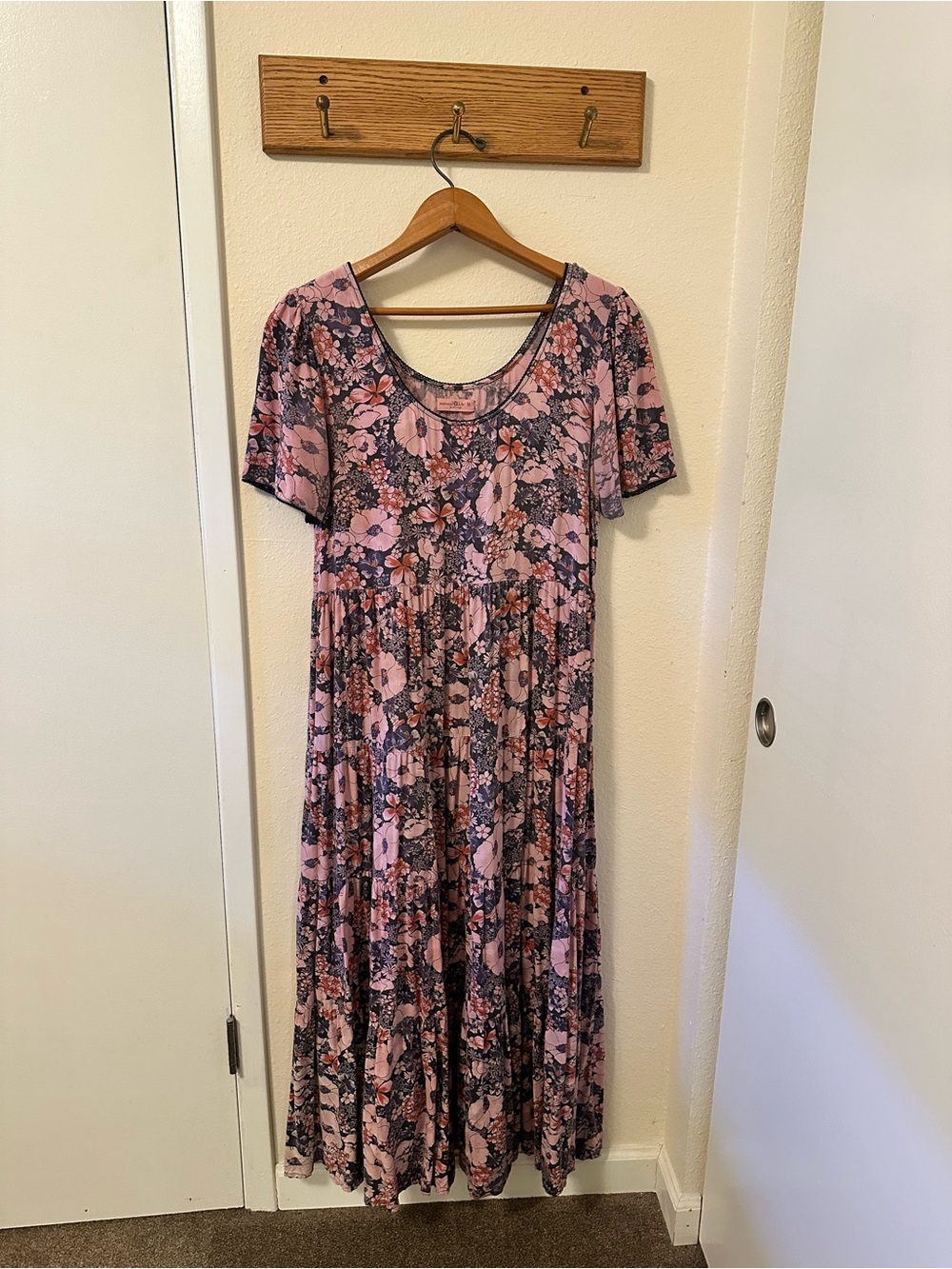 NATURAL LIFE Pink Floral Scoop-Neck Maxi Dress